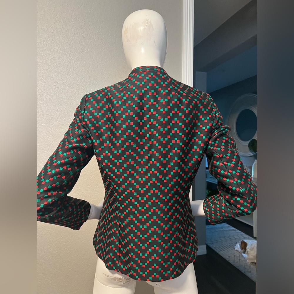 Adele Simpson Jacket Geometric Pattern Of Red And… - image 3